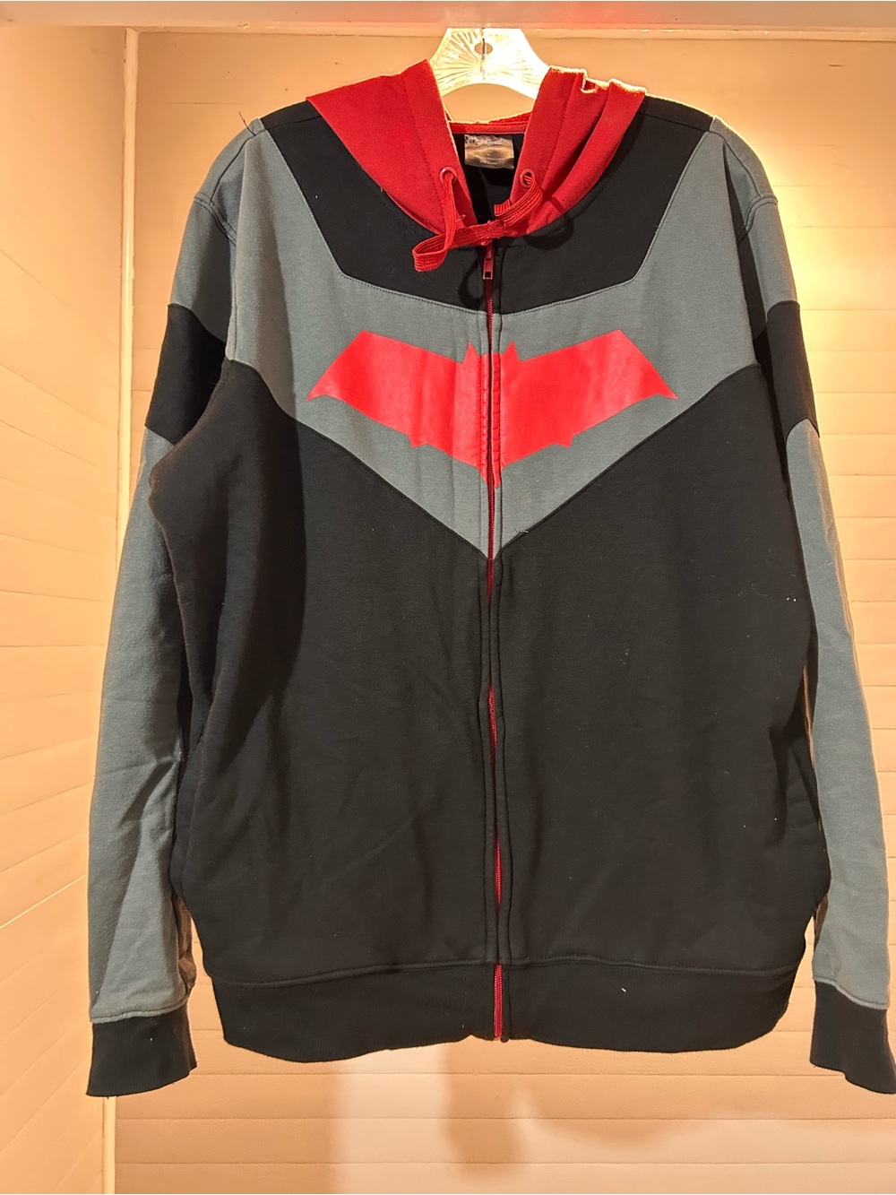 Batman Black, Gray & Red Zip-Up Hoodie Jacket